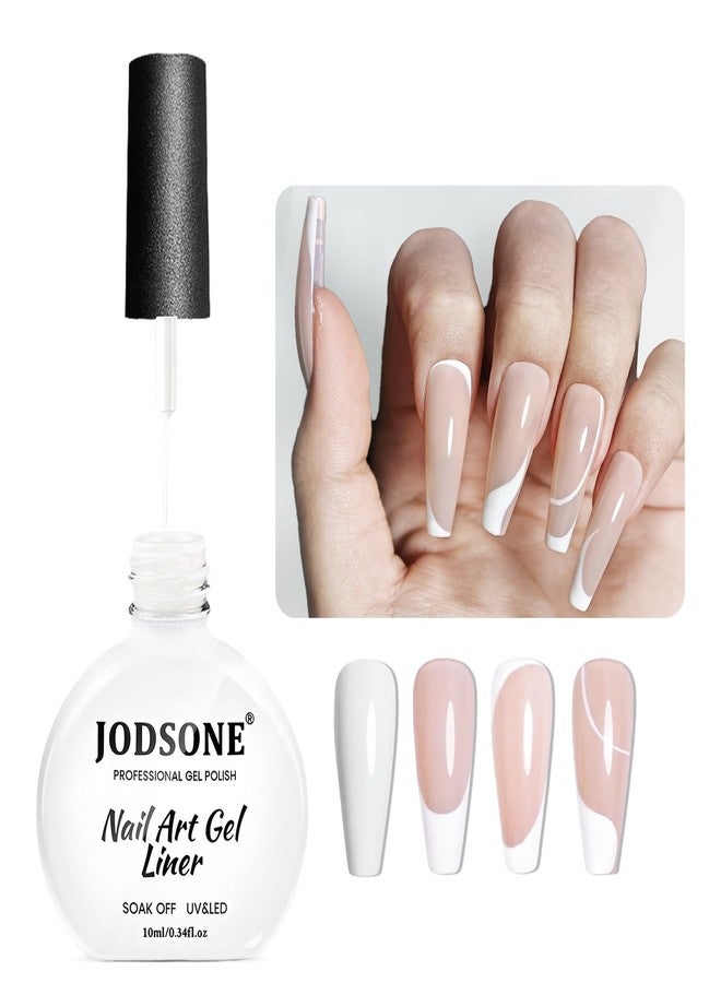 JODSONE White Swirl Nail Art Liner Gel Polish,10ml Classic Color 3D Nail Art Pens Effect Nail Print Design with Thin Brush for French Tips Manicure Painting DIY at Home - LB02 - Image 1